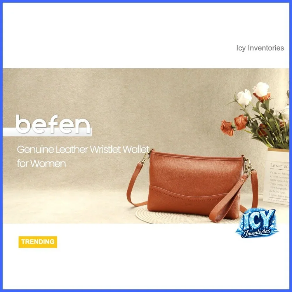 Genuine Leather Wristlet Wallet RFID Clutch Crossbody Bag